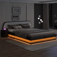 thumbnail image 2 of EUROCO Queen Size Upholstery Platform Bed with Easy Lift up Underbed Storage and 2 Nightstand, USB Charging and LED Light, Black, 2 of 16
