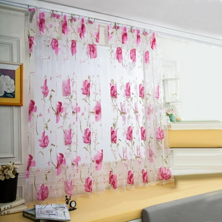 Cheap Luxury Voile Net Curtains Slot Top Plain Floral For Door