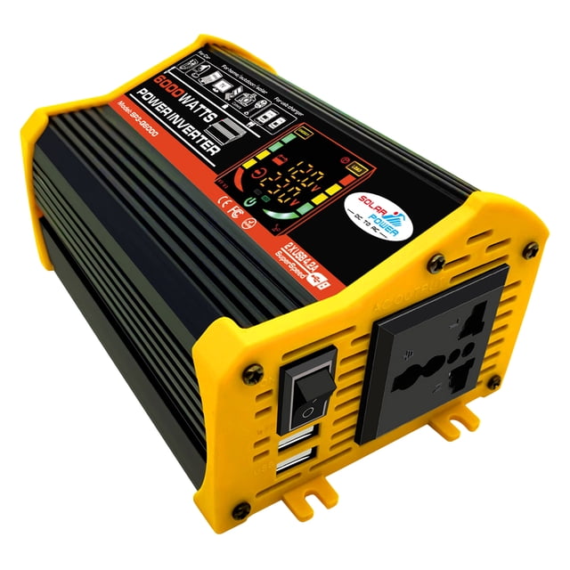 Inversor de energia Inversor de onda sinusoidal modificada Alta frecuencia 6000W Inversor de potencia de vatios de potencia máxima Convertidor de CC 12V a CA 220V Inversor del cargador de corriente pa Meterk Inversor de energia