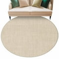 thumbnail image 2 of Cream 8ft Round Rug, Farmhouse Burlap Solid Beige Color Modern Linen Texture Non-Skid Rubber Backing Large Area Rugs - Living Room Bedroom Home Office, Indoor Floor Mat Carpets Washable Rug, 2 of 9