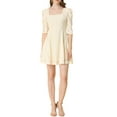 thumbnail image 2 of Allegra K Women's Square Neck Lace Puff Sleeve Dress, 2 of 6