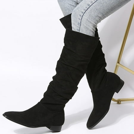 

Winter Savings Clearance! Suokom Boots for Women Women Fashion Shoes Retro Western Boots Casual Warm Low Heels Mid-calf Boots Winter Snow Boots for Women Black