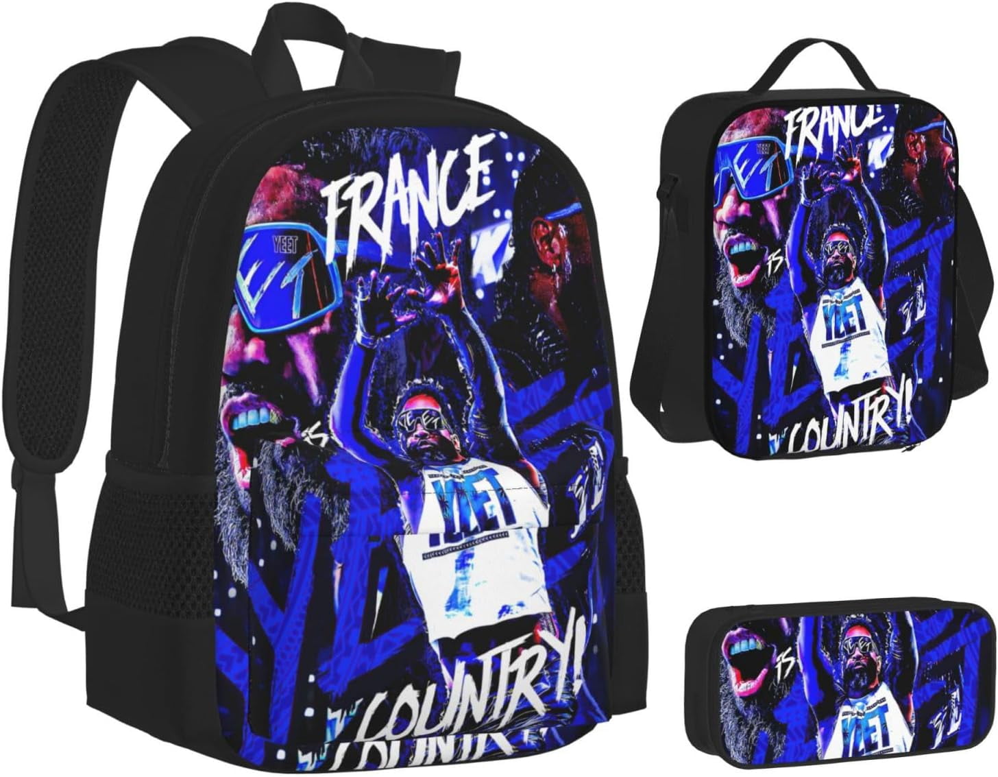Jey USO Wrestler Backpack 3 Pieces Set With Lunch Box And Pencil Case Combination for Work/Sport/Picnic Beautiful Laptop Backpack Travel Daypack Stationery Bag