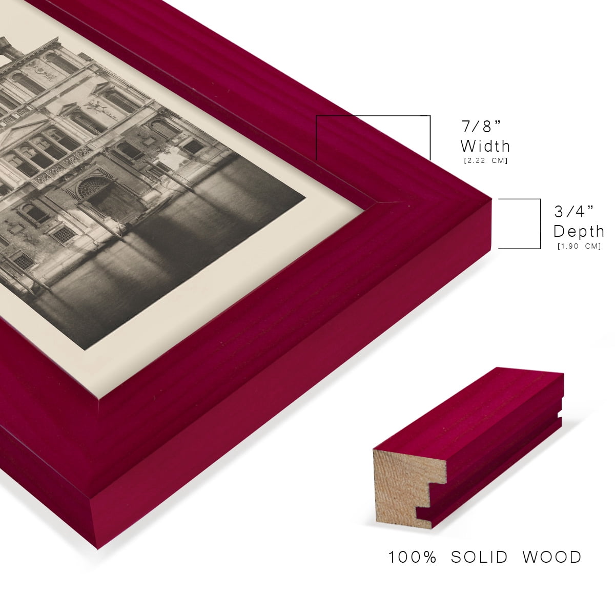 Vintage Views of Venice I - Framed Print w/glass - Cherry Red