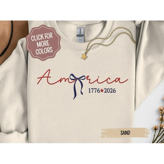 Embroidered USA 250th Anniversary Sweatshirt America 250 Shirt Independence Day Crewneck American Semiquincentennial Apparel America250
