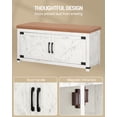 thumbnail image 6 of Farmhouse Shoe Storage Bench, 2 Tier Shoe Bench with Padded Seat Cushion & 2 Barn Doors, White, 6 of 7