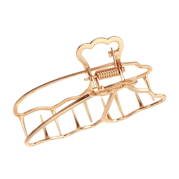 Pinza de Pelo Metálica Unique Bargains Grande para Mujeres Tono Dorado