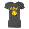 thumbnail image 2 of Wild Bobby, Cute Ribbon Bow Softball Mom Gift, Mother's Day, Women Slim Fit Junior Tee, Dark Grey, X-Large, 2 of 3