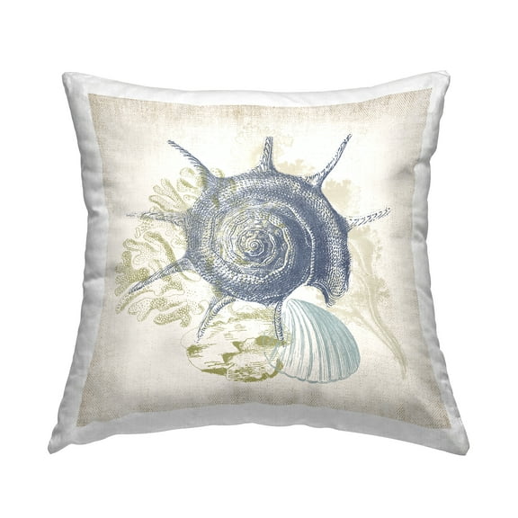 Stupell Industries Detailed Seashells Ocean Sea Life Botanicals Design by Victoria Barnes Throw Pillow