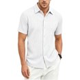 thumbnail image 2 of Swanpen Men's Linen Shirts Short Sleeve Casual Shirts Button Down Shirt for Men Beach Summer Wedding Shirt,White, 2 of 5