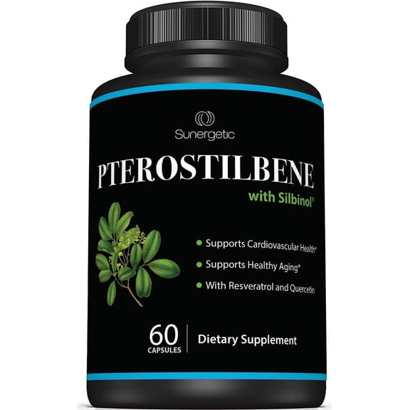 Pterostilbene Supplement with Resveratrol and Quercetin, 60 Count