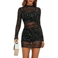 thumbnail image 4 of GFDYREE Robe en Maille pour Femmes Manches Longues Justaucorps 3 Pcs avec Cami Shorts, 4 of 4