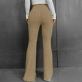 thumbnail image 5 of Ribbed Pants for Women, Audhol Women's Elastic Slim Fit Pants Sports Leisure Solid Color Brushed Strip Pocket Casual Pants Knit Pants for Women Khaki XL, 5 of 7