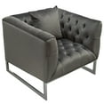 thumbnail image 2 of Crawford Tufted Chair in Dusk Grey Velvet w/ Polished Metal Leg  Trim by Diamond Sofa, 2 of 8