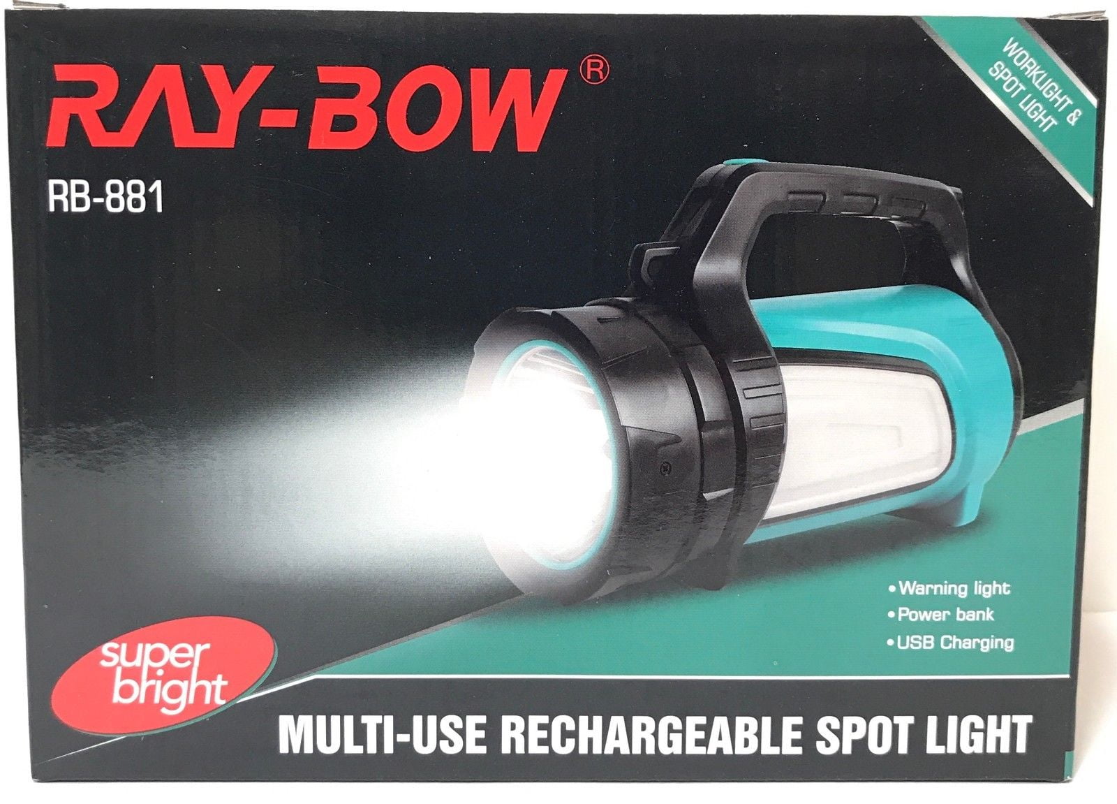 Ray-Bow Heavy Duty Aluminium LED Flashlight Hand Lamp Rechargeable Spotlight 
