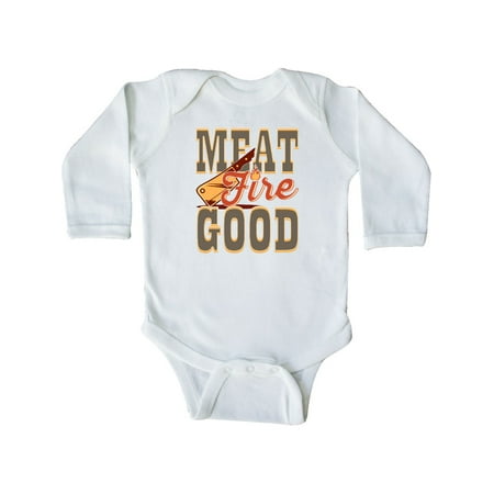 

Inktastic Funny BBQ Grilling Meat Fire Good Gift Baby Boy or Baby Girl Long Sleeve Bodysuit