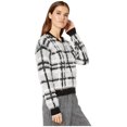 thumbnail image 2 of 1.STATE Women's Zip Front Plaid Eyelash Sweater Gray Size X-Large, 2 of 3