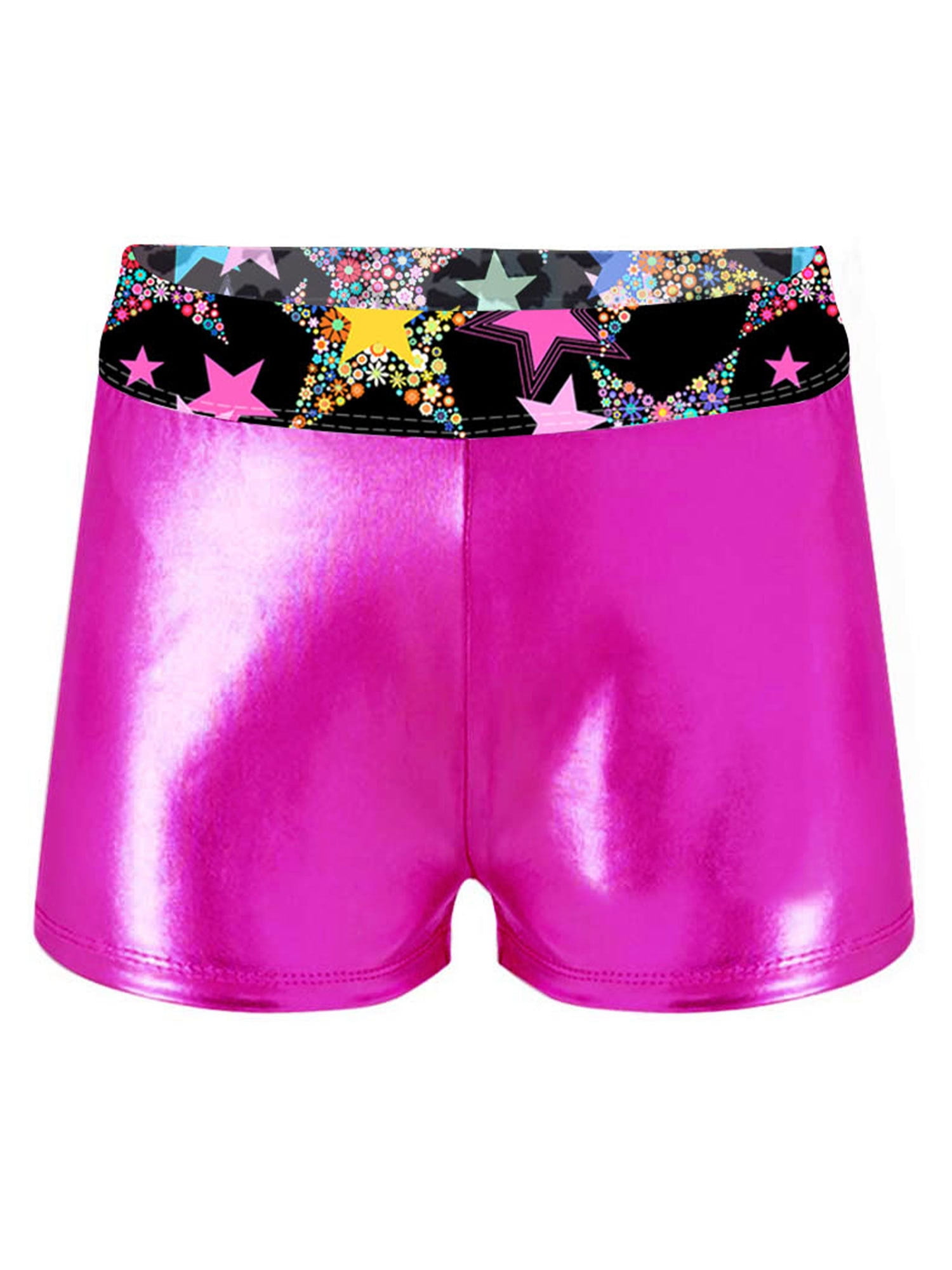iiniim Kid Girls Shiny Metallic Gymnastics Ballet Dance Shorts Workout