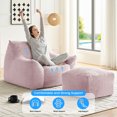 thumbnail image 2 of ZAFLY Oversized Bean Bag Chair for Adults, Faux Fur Large Comfy Chair with Footstool, Big Lazy Floor Sofa for Gaming - Pink, 2 of 8