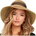 thumbnail image 1 of Womens Beach Sun Straw Hat UV UPF 80+ Travel Foldable Brim Summer UV Hat, 1 of 5