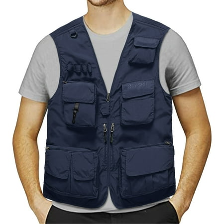 SNOWSONG Clearance! Fishing Vests for Men Mens Jacket Field Pofessional Emergency Top Fishing Vest with Multi Pocket Hunting Vest Photographer Vest Vest for Men 1x Men s vest Navy 4XL