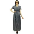 thumbnail image 5 of Bimba Womenâ€™s Solid V-Neck Sleeve Long Maxi Dress with Drawstring Waist, 5 of 8