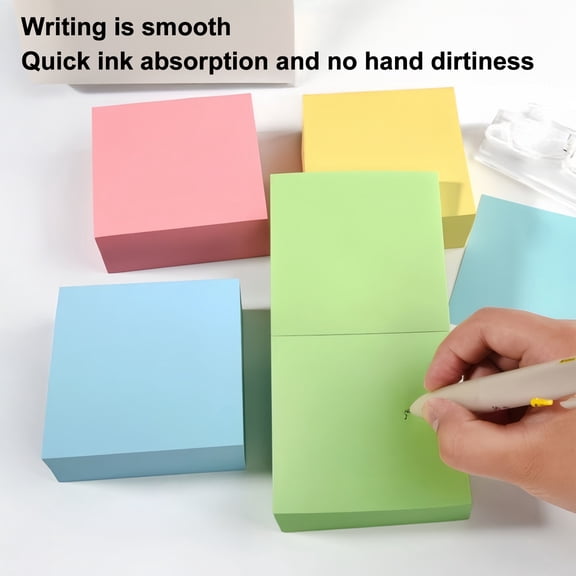 yatuiex Vibrant MultiColor SelfAdhesive Stick Notes, 300Sheet SolidColor Square Sticky Notepads, Flexible Paper Memo Pads for Writing Sketching Crafts Origami Milky White