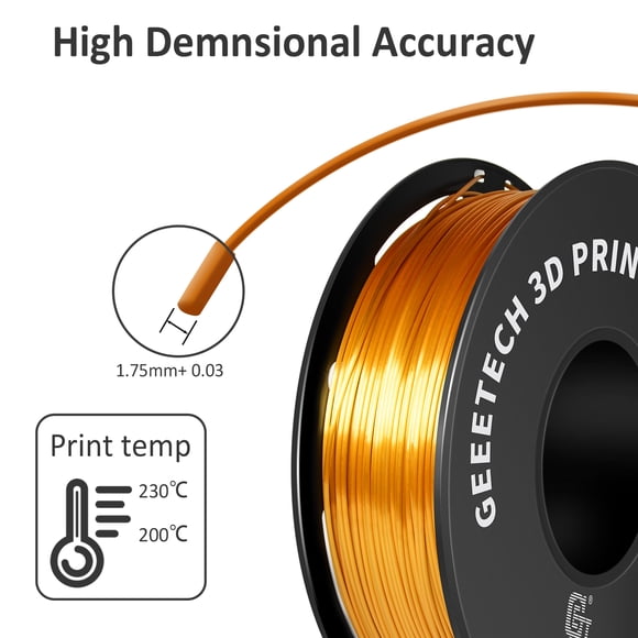 GEEETECH Silk PLA Filamento 3D Bobina de alambre de 1 kg y 1,75 mm Material para impresora 3D Recargas para impresión 3D Entrega rápida Envasado al vacío