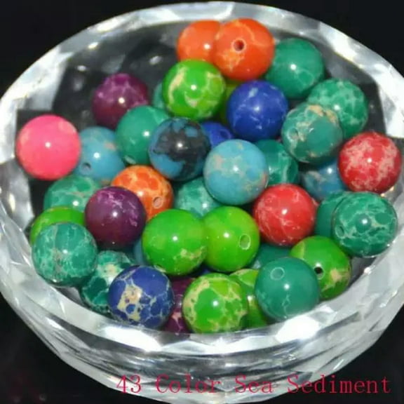 HOOUN Wholesale Natural Stone Gemstone Round Spacer Loose Beads 4MM 6MM 8MM 10MM-6MM-60pcs-43 Color Sea Sediment Jasper