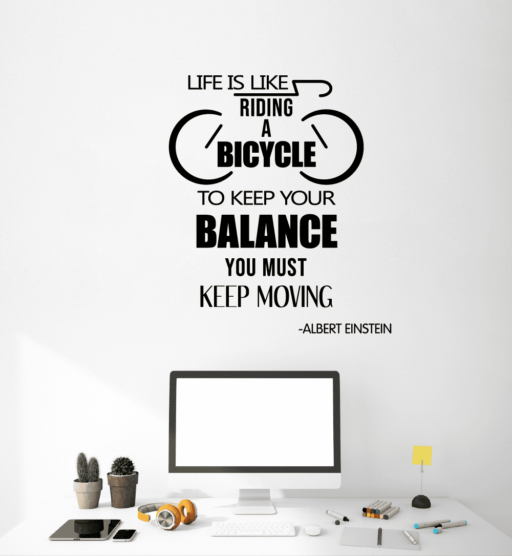 Life Is Like Riding A Bicycle Quote Positive Life Motivation Inspiration Quotes Saying Wall Art Sticker Designs Vinyl Stickers For Home House Walls Rooms Windows Bedroom Decoration Size 30x27 Inch Walmart Com