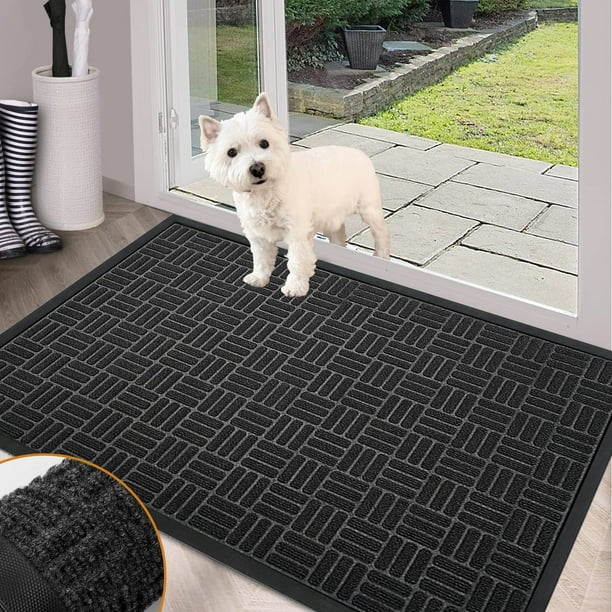 Front Gray Door Mats Outdoor, Durable Rubber Mats Front Door