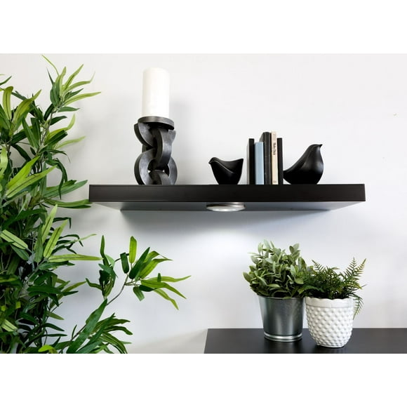 kieragrace Stockholm Aberg Floating Shelf w/ LED Light – Black, 24-Inch, Matte Finish