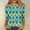 Blue, variant on Royisotas Checkered Tops for Women Plus Size Blue Summer Casual 3/4 Sleeve Women's T-Shirts Loose Fashion Crew Neck Shirts