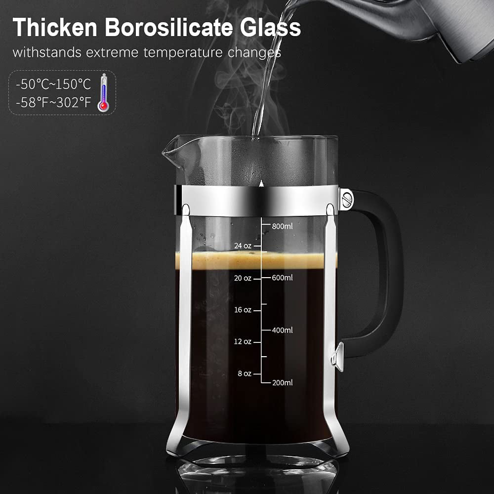 TBGENIUS French Press Coffee Maker 21 oz, Cold Brew Heat Resistant  Thickened Borosilicate Coffee Pot, Coffee Presses 600 ml, Tea and Frothed  Milk