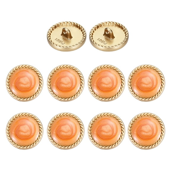 Metal Vintage Gold Button 15mm Round Metal Sewing Button Alloy Shank Replacement for Women's Suit Woolen Coat Shirt Dress Sewing Orange Pack of 10