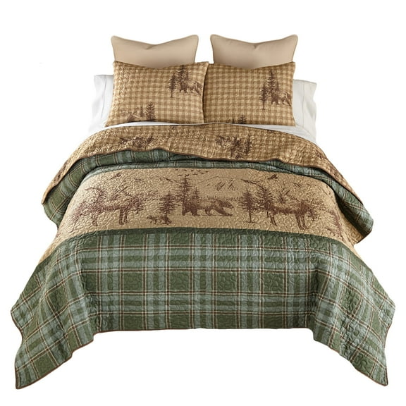 Your Lifestyle by Donna Sharp Spruce Trail Microfiber Quilt Set from  Queen - 3 Piece
