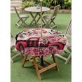 thumbnail image 3 of Outdoor Tablecloth with Umbrella Hole and Zipper, Valentine's Day Round Table Cloth 54 Inch Waterproof Tablecloth, Love Tree Branches Truck Roses Beige Picnic Table Cover for Patio Camping, 3 of 7