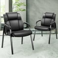 thumbnail image 4 of wOod-it Waiting Reception Guest Set of 2,Conference Room Lobby Padded Arms, Desk Chair No Wheels Executive Office Chair PU Leather Conference Room Chairs, 4 of 5