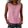 thumbnail image 3 of Tank Tops for Women Summer Cotton Linen Round Neck Casual Sleeveless Shirts Comfy Loose Fitted Lightweight Vests, 3 of 5