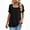 Black, variant on Ladies Shirts Summer Top for Women’s Square Neck Tennis Blouse with Short Sleeves Fringe in Chiffon for Elegant Everyday Wear Black L