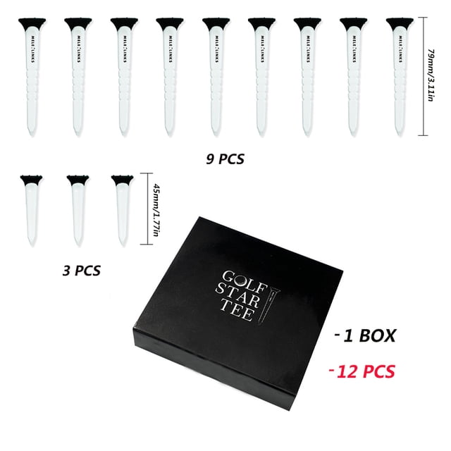1 Box Golf Tees Plastic Adjustable Tee Reduces Friction Side Spin Step Down Tees Golf Accessories 79mm 9Pcs 45mm 3Pcs Drop Ship Black White
