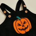 thumbnail image 5 of Baby Girls Halloween Outfits Pumpkin Long Sleeve Romper Bodysuit and Corduroy Suspender Skirt Overall Dress Set Newborn Fall Clothes, 5 of 8