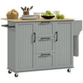 thumbnail image 1 of HOMCOM Kitchen Island on Wheels, Kitchen Cart with Drop Leaf Drawers Grey, 1 of 10