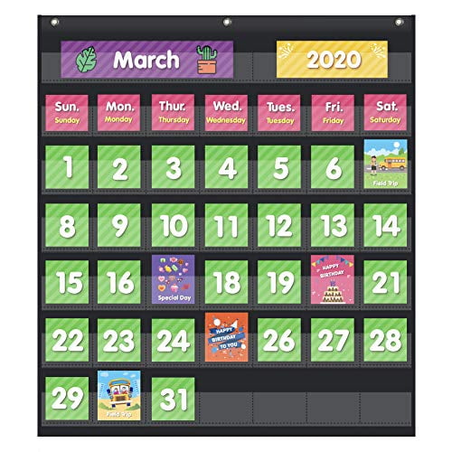 eamay-classroom-monthly-calendar-pocket-chart-with-71-cards-for-kids-learning-for-home-black