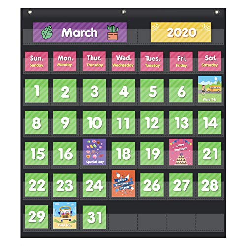 Eamay Classroom Monthly Calendar Pocket Chart With 71 Cards For Kids Eamay Classroom Monthly Calendar Pocket Chart With 71 Cards For Kids