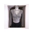 thumbnail image 2 of Crop Top Sexy Blusa Con Mangas Largas Y Botones Ropa Para Mujer Color Gris Talla Unitalla Marca Emil SaEs, 2 of 4