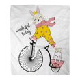 thumbnail image 1 of JSDART Throw Blanket Warm Cozy Print Flannel Ability Cute Rabbit Bicycle Graphics Adorable Comfortable Soft for Bed Sofa and Couch 50x60 Inches, 1 of 1