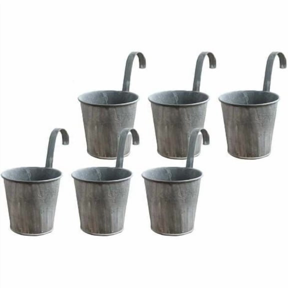 6Pcs Vintage Iron Hanging Flower Pots with Hooks for Indoor Outdoor Home Balcony Garden Grid Decoration