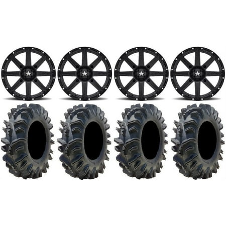 MSA Black Clutch 14 UTV Wheels 28 Terminator Tires Kawasaki Teryx Mule