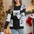 thumbnail image 3 of Womens Cute Pullover Sweaters Bow Crewneck Long Sleeve Sweater Knitwear Fall Winter Casual Tops, XL Black, 3 of 6
